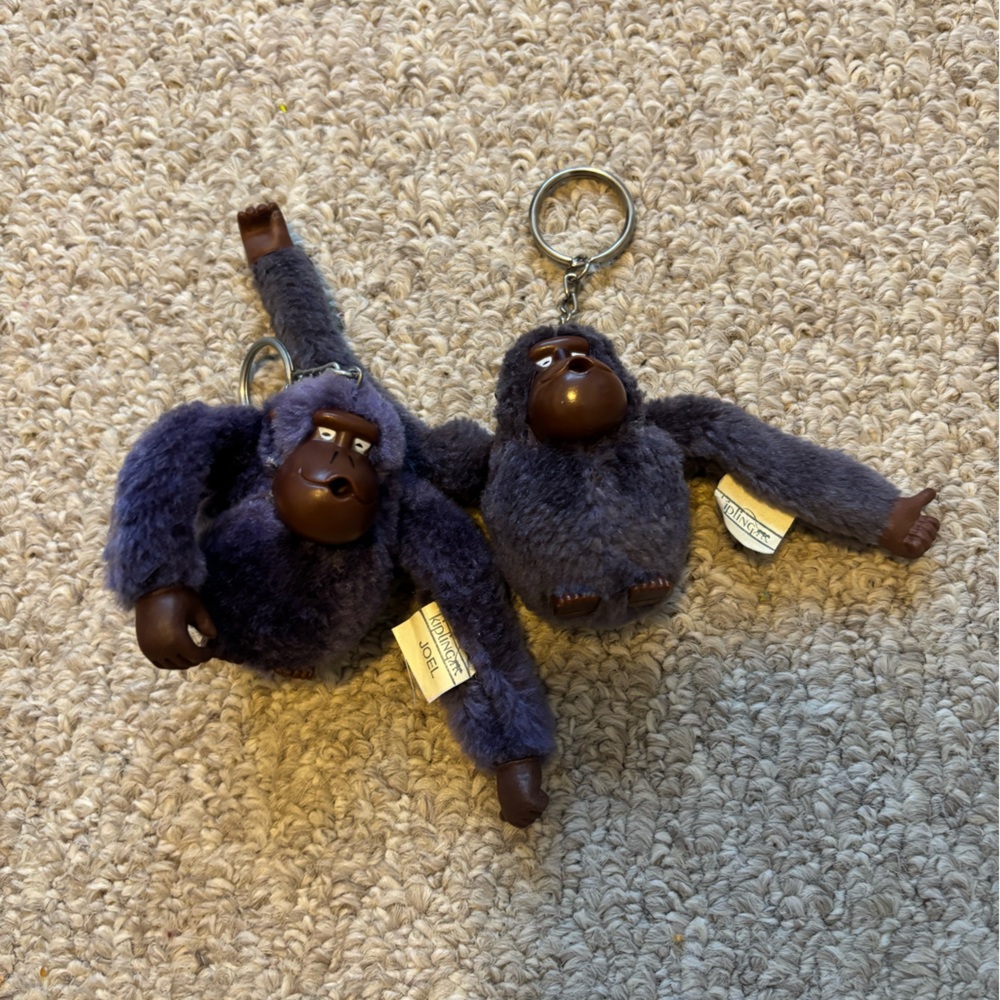 Kipling Sven Joel Plush Monkey Keychains In Purple - image 1